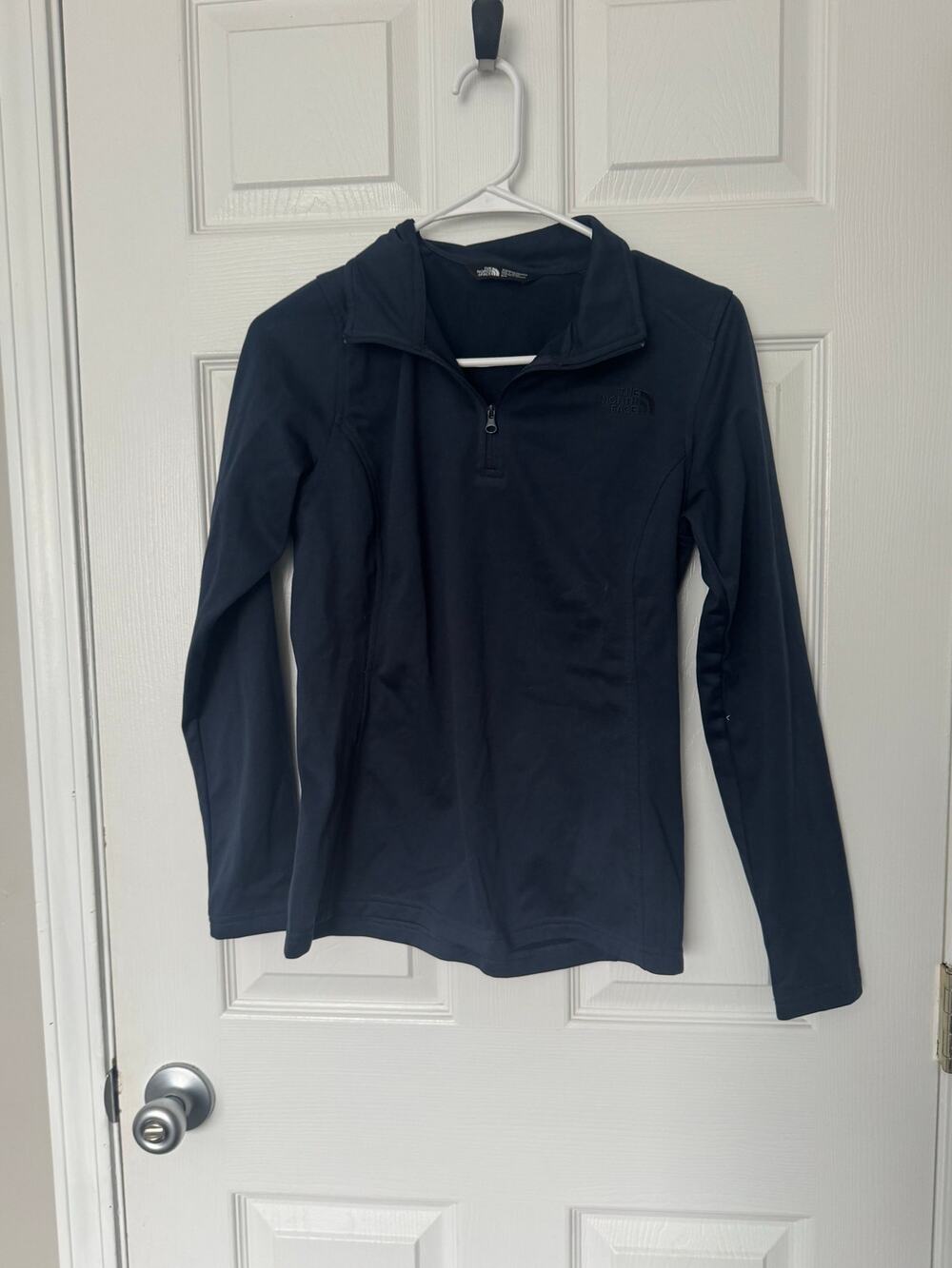 The North Face Fitted Navy Blue Quarter Zip Sweatshirt Womens Sz: Small